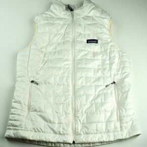 Patagonia Nano Puff Primaloft White Light Full Zip Puffer Vest Women Large Quilt